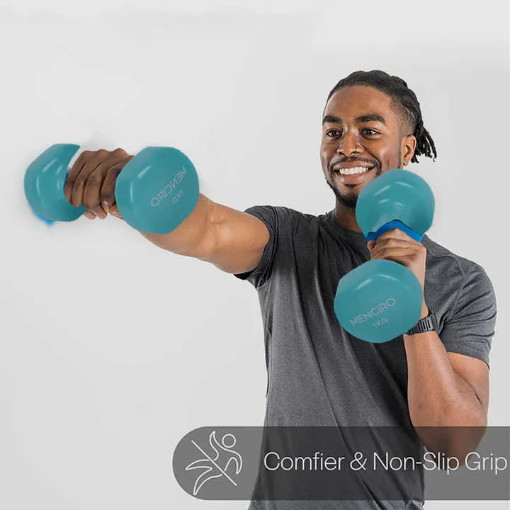 بيع بالجملة مجموعة دمبلز سداسي من الفينيل .  Wholesale Color Coated Vinyl Hex Dumbbell