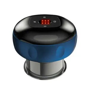 12 Levels Electric Cupping Therapy Smart Scraping Massager | Red Light Heating, Body Slimming (Blue)