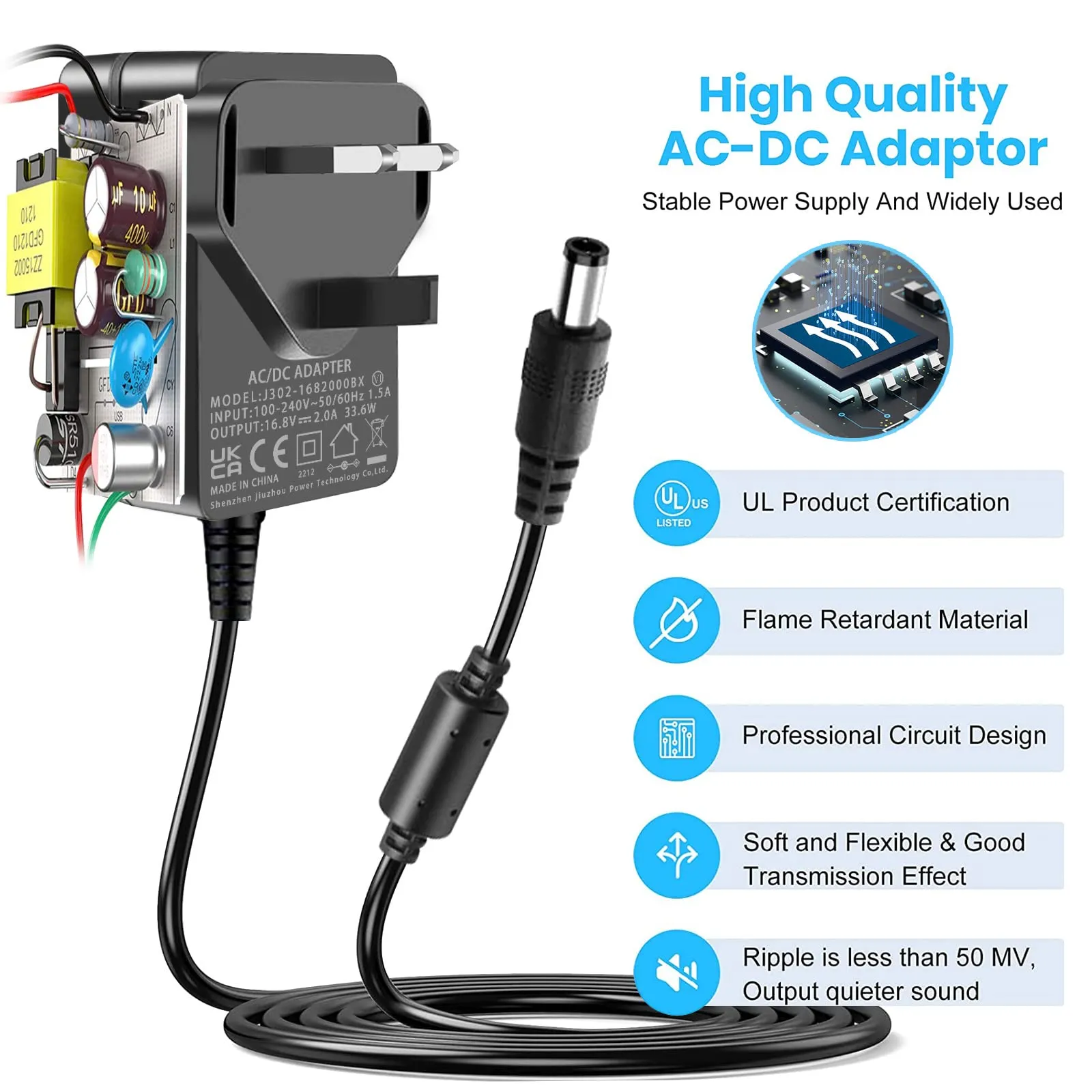 16.8V Charger for Massage Gun,16.8V 2A 1A DC Power Cord for LifePro Sonic, Sonic Mini, Sonic Pro, Fusion X, Sonic Pro Handheld Percussion MassageGun and 14.4V 14.8V Battery Charger.