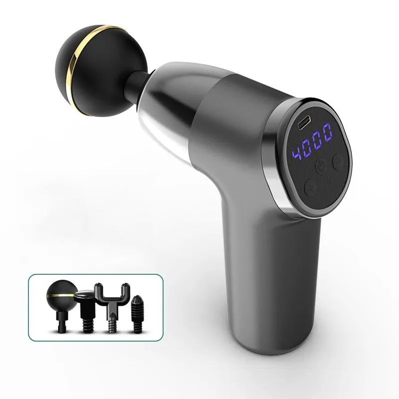 20-Speed Electric Shock Muscle Massage Gun | With LCD | Gray