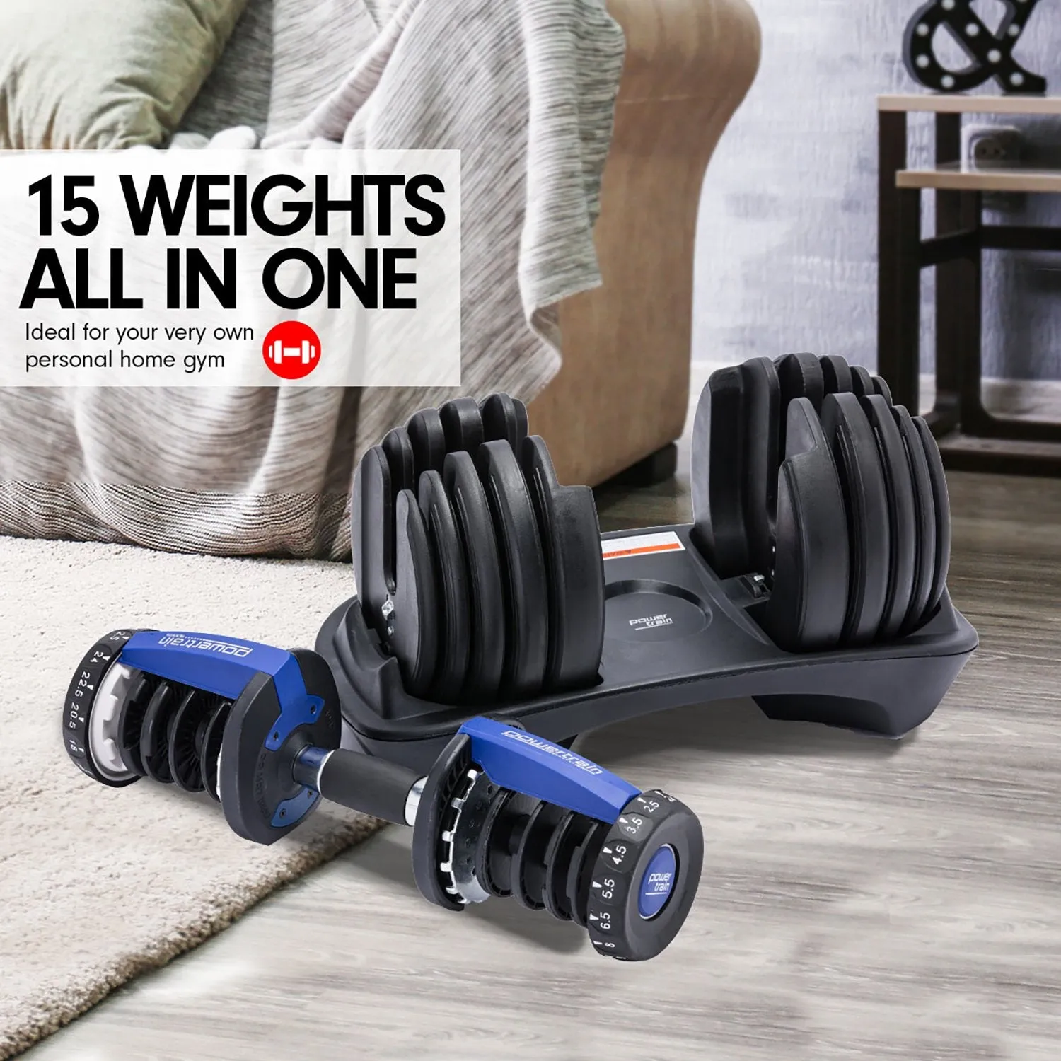 24KG Adjustable Home Gym Dumbbell | Blue