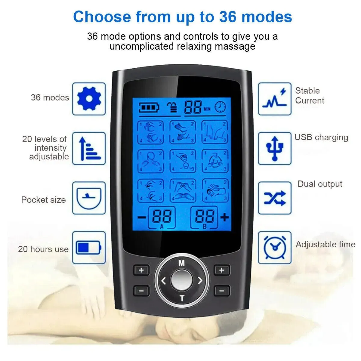 36 Mode Electric Muscle Stimulator for Body Massage and Slimming
