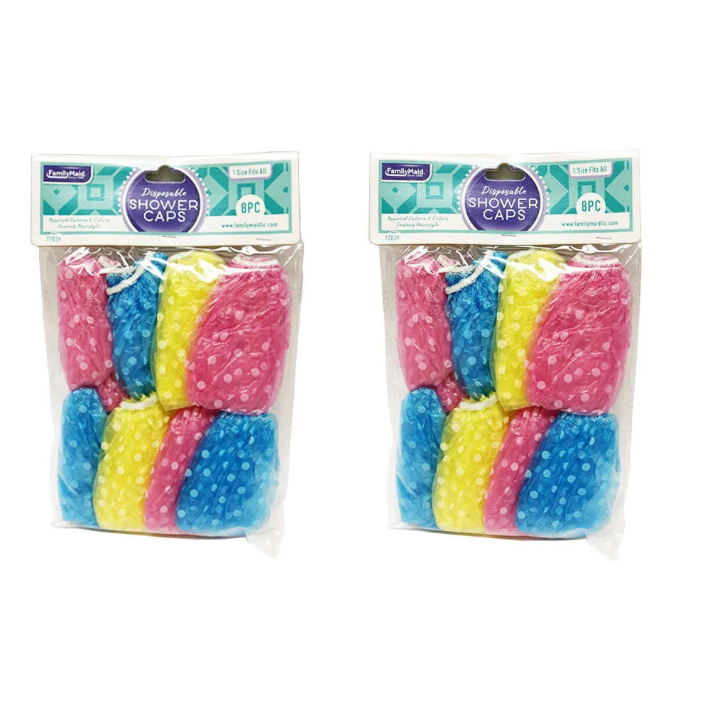 8 Pack Disposable Shower Caps Plastic Clear Hair Waterproof Cap Bath Hotel Travel