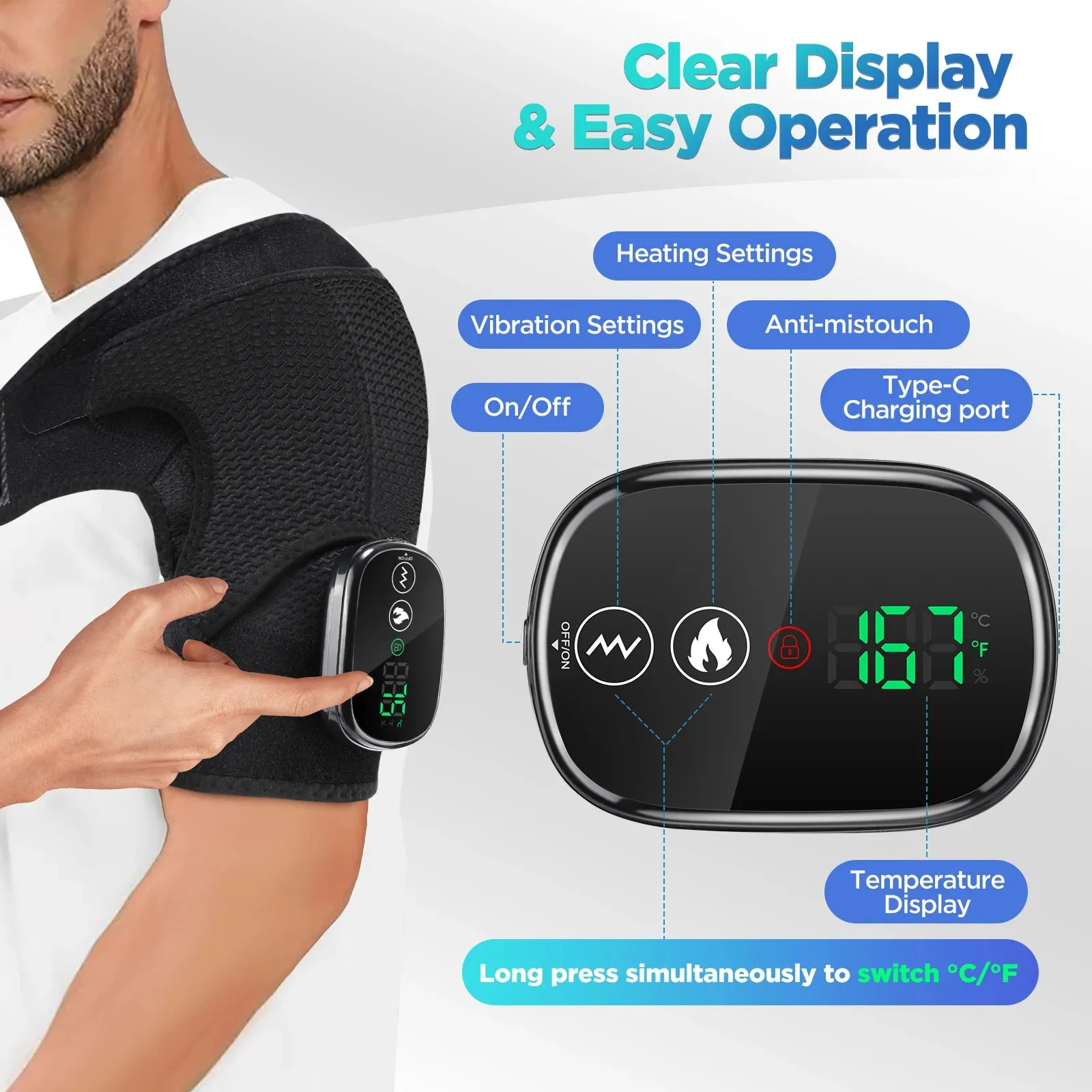 Adjustable Electric Shoulder Massager For Pain Relief