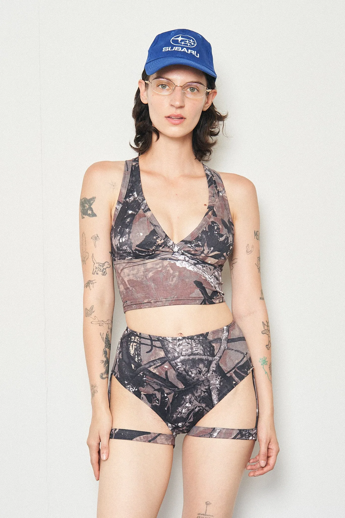 Forest Camo High Waist Garter Bikini Bottom