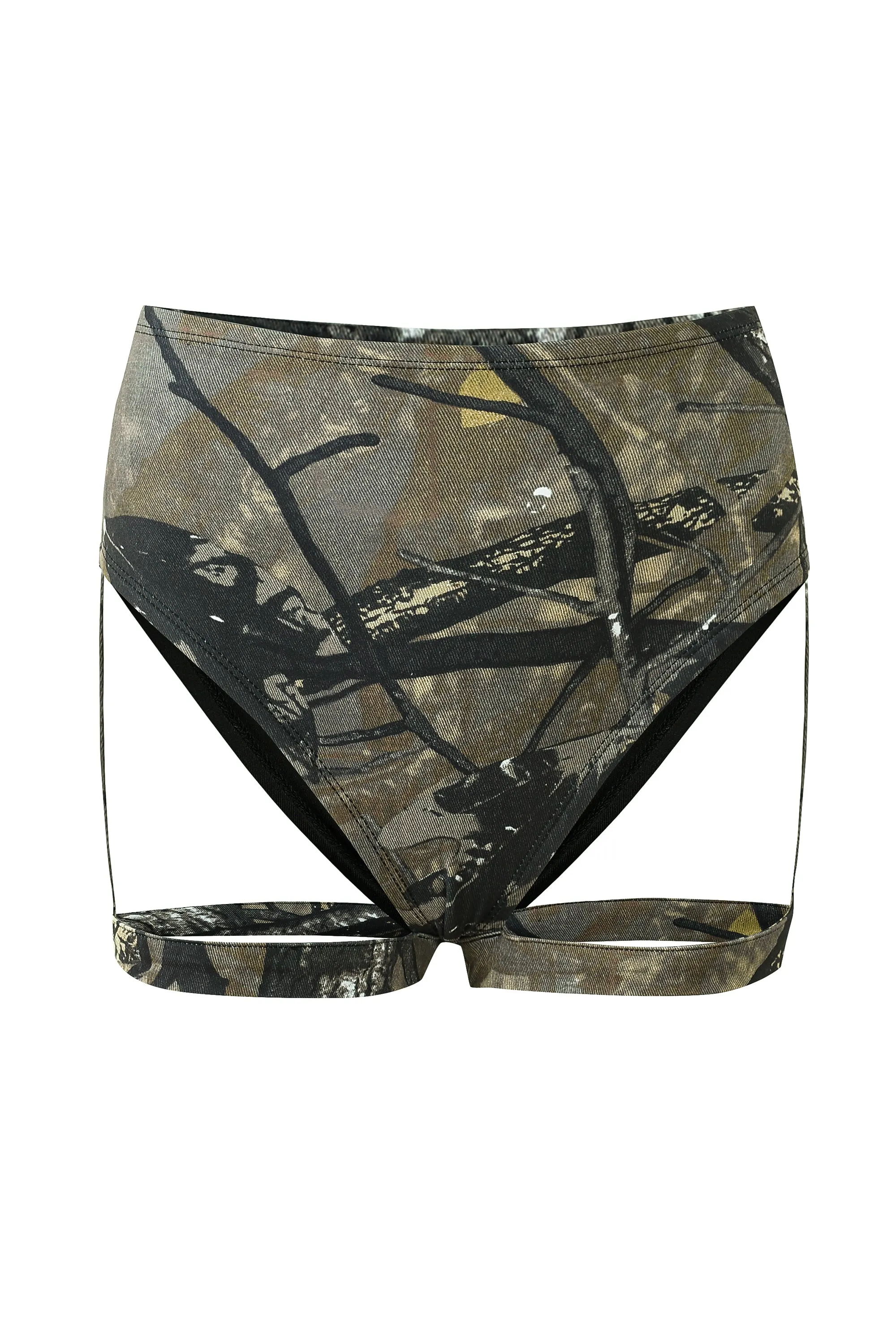 Forest Camo High Waist Garter Bikini Bottom