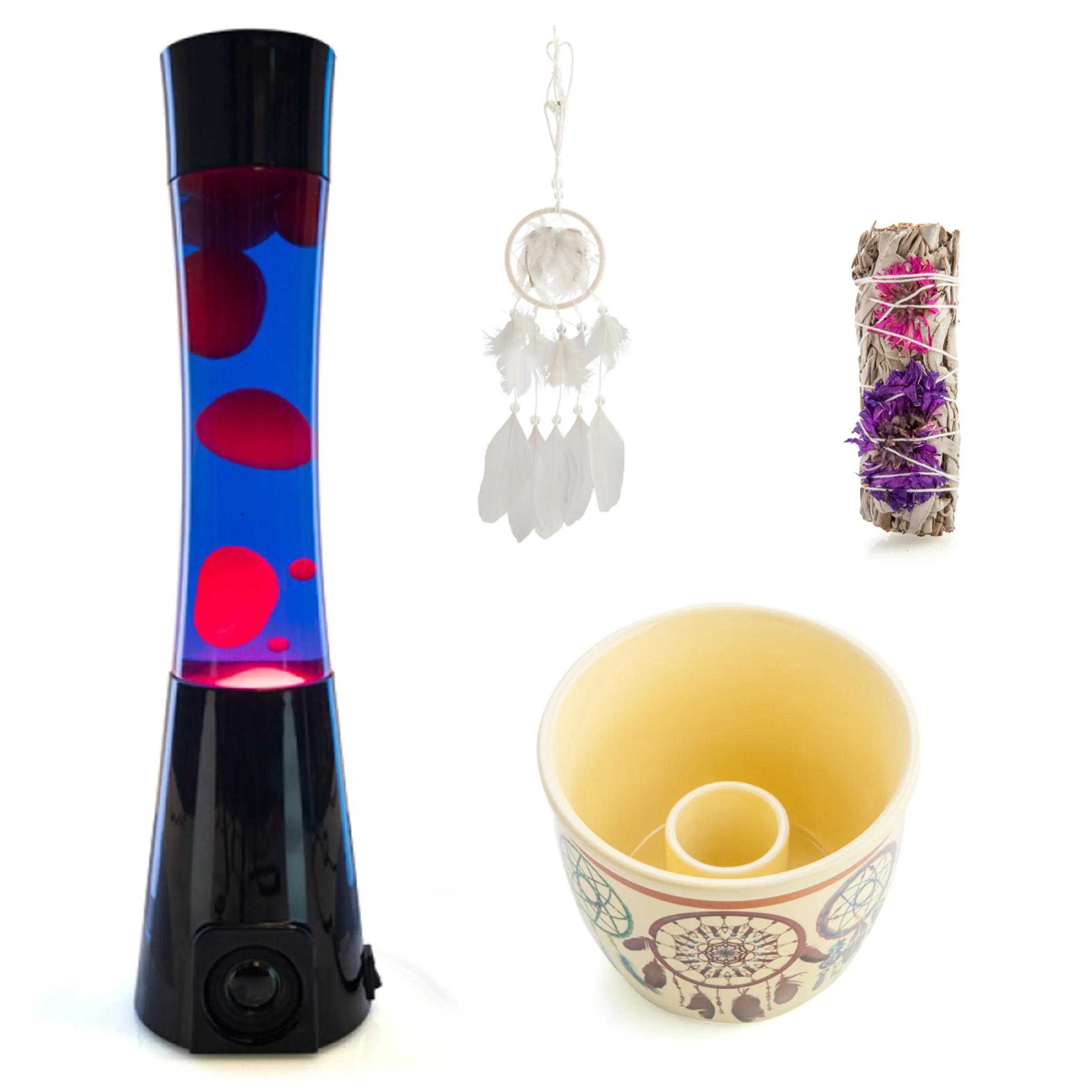Holistic Sensory Space Bundle - Lava Lamp, Dreamcatcher & Smudge Bowl & Stick!
