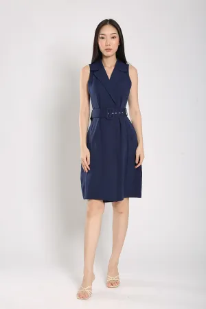 Olwyn Dress in Navy Blue