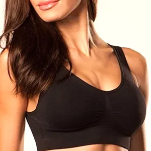 Womens Seamless Sports Bra Padded Yoga Racerback Stretch Soft Top One Size Black